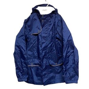 Mountain Equipment Co-op MEC Navy Blue Nylon Hooded Rain Jacket